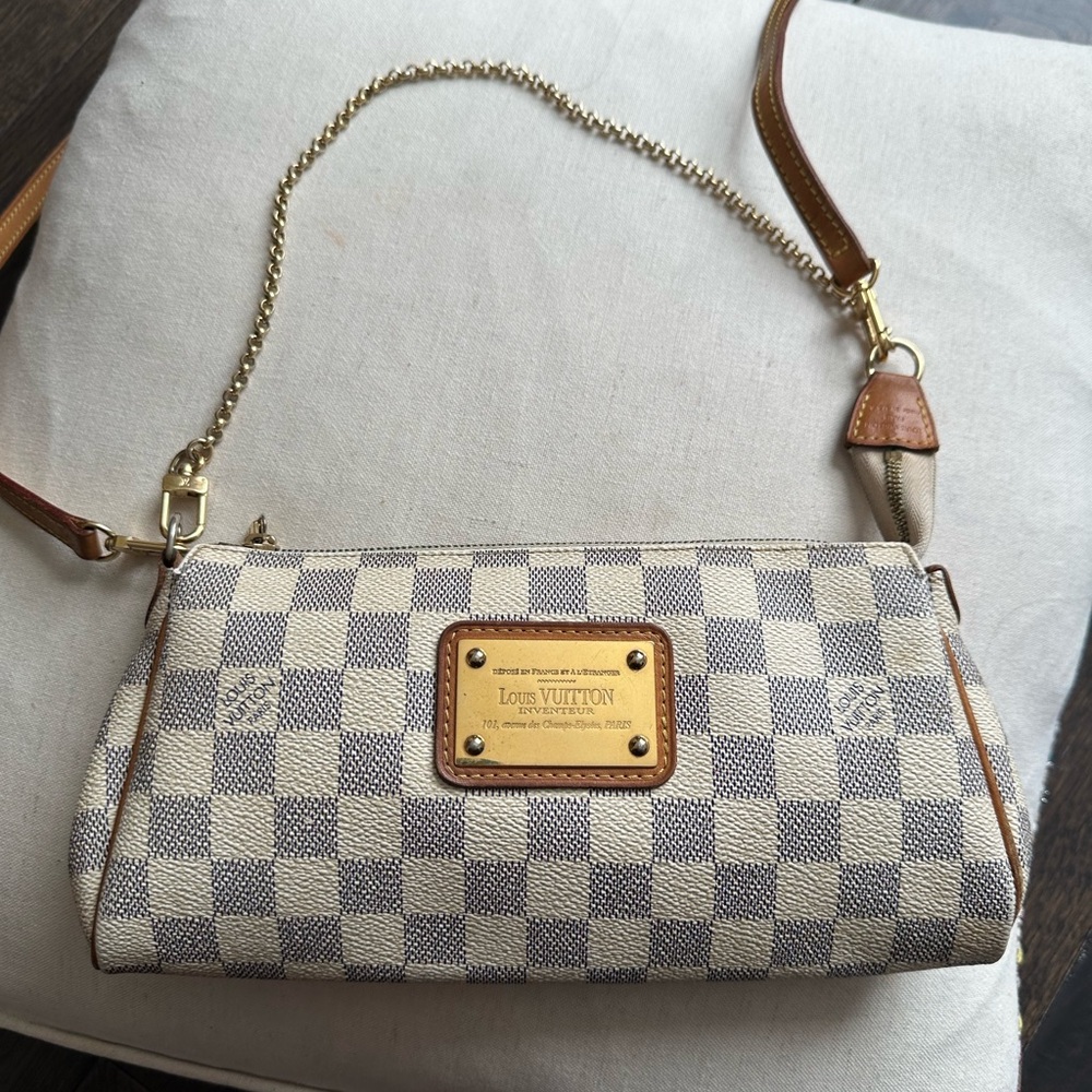 Louis Vuitton Damier Azur Eva Clutch Cross Bag Clutch Chain